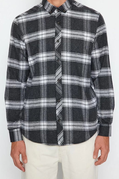 Fashion Men's Button Down Collar Plaid Casual Winter Lumberjack Checkered Shirt