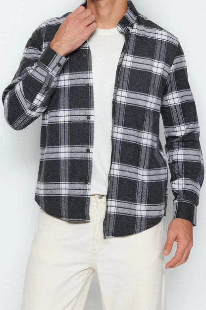 Fashion Men's Button Down Collar Plaid Casual Winter Lumberjack Checkered Shirt