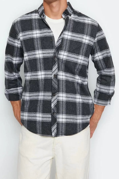 Fashion Men's Button Down Collar Plaid Casual Winter Lumberjack Checkered Shirt