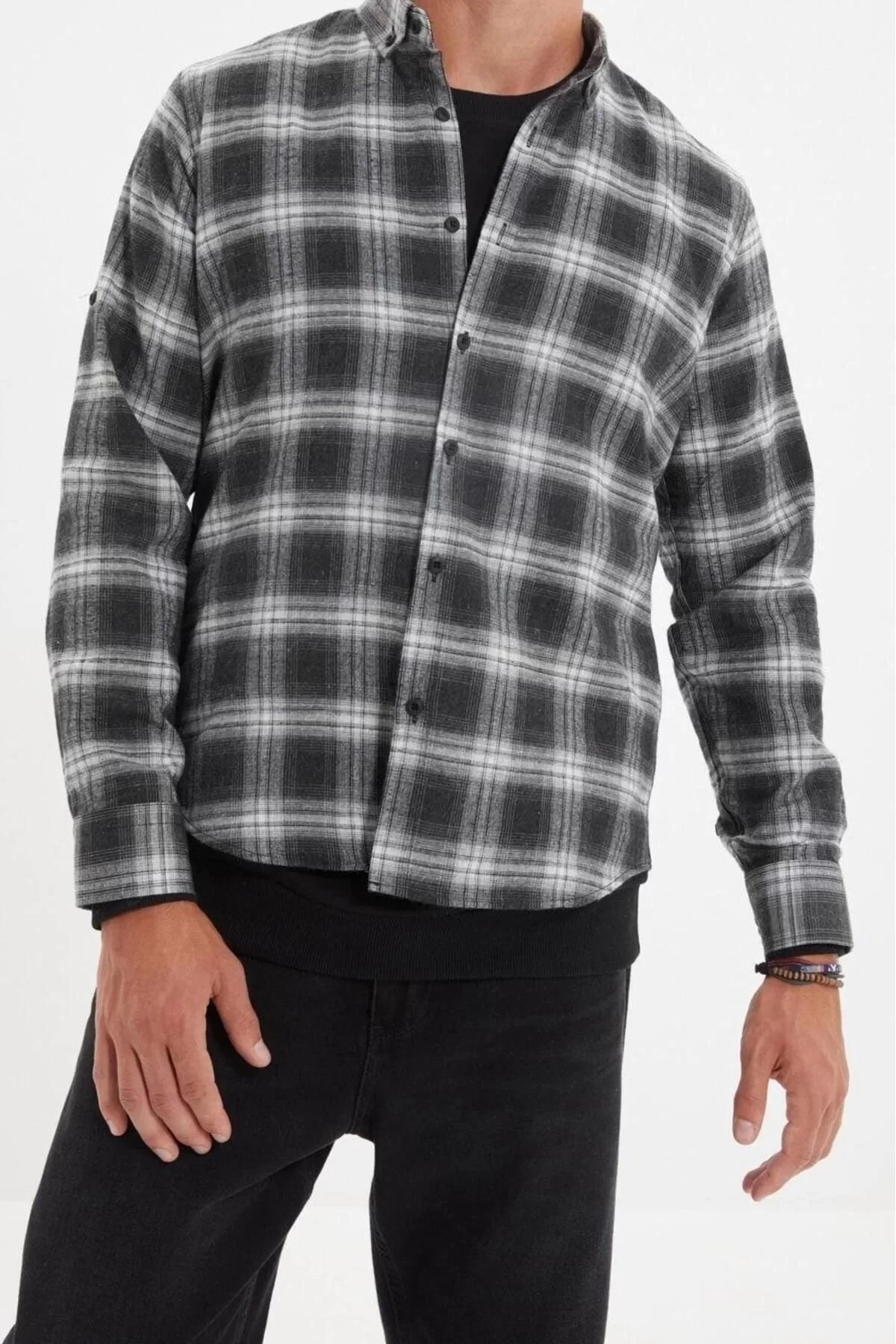 Fashion Men's Button-down Collar Plaid Casual Epaulette Winter Lumberjack Checkered Shirt