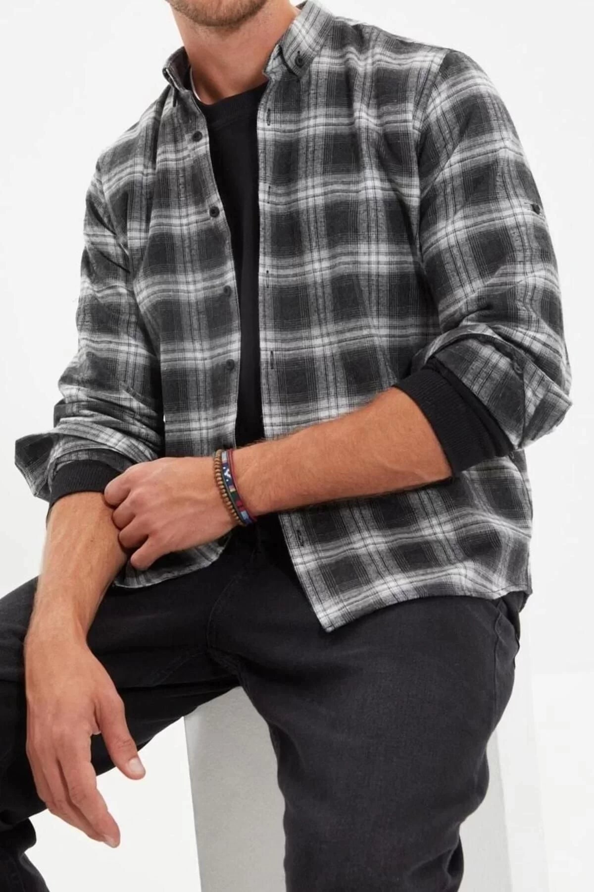 Fashion Men's Button-down Collar Plaid Casual Epaulette Winter Lumberjack Checkered Shirt