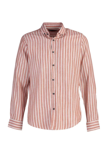 Fashion Men's Button Down Collar Striped Pattern Casual Striped Cotton Shirt