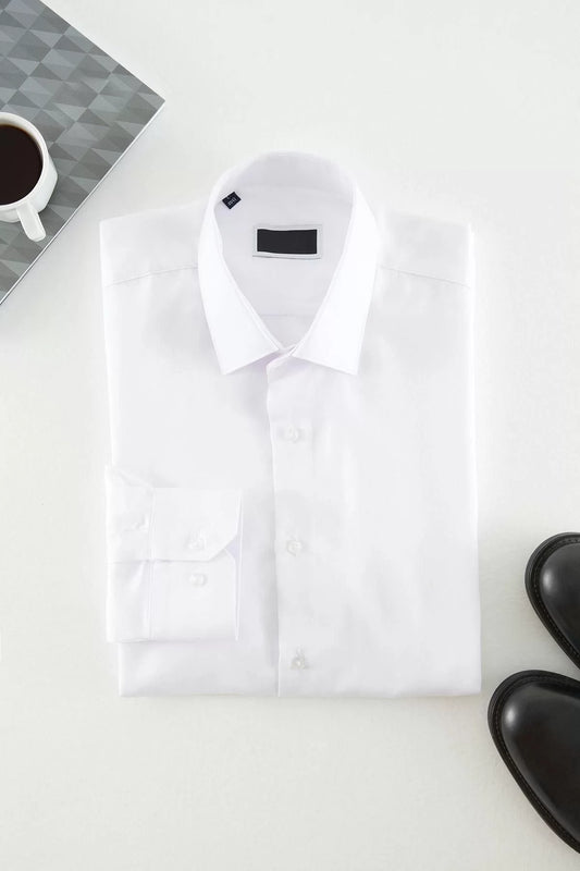 Fashion Men's Shirt Collar Plain Pattern Casual Smart Shirt Shirt