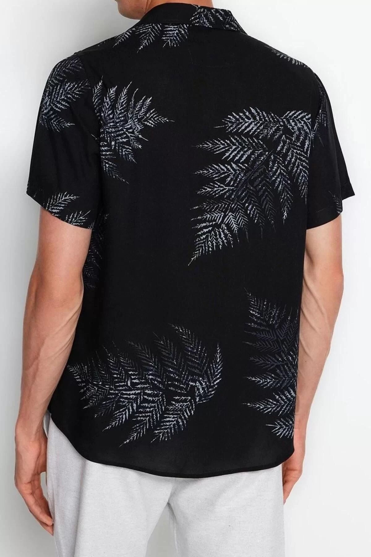 Fashion Men's Open Collar Tropical Pattern Casual Regular Fit Open Collar Short Sleeve Loose Shirt