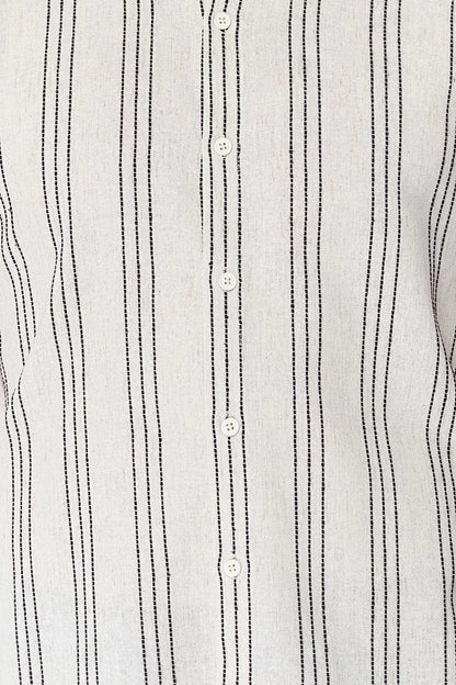 Fashion Men's Shirt Collar Striped Pattern Casual Regular Fit Striped Etamine Shirt