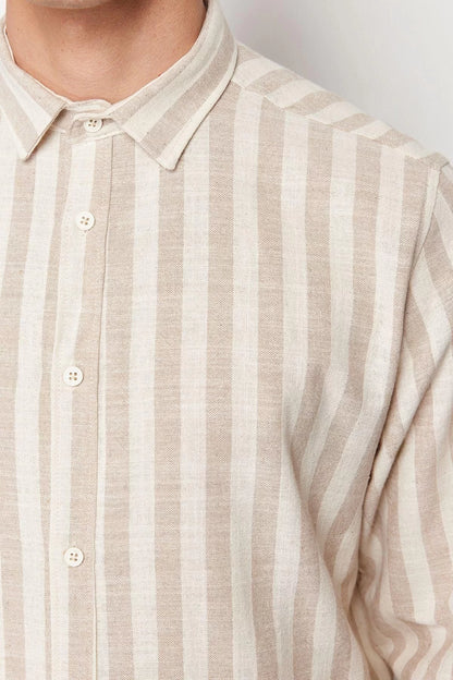 Fashion Men's Shirt Collar Striped Pattern Casual Regular Fit Striped Shirt