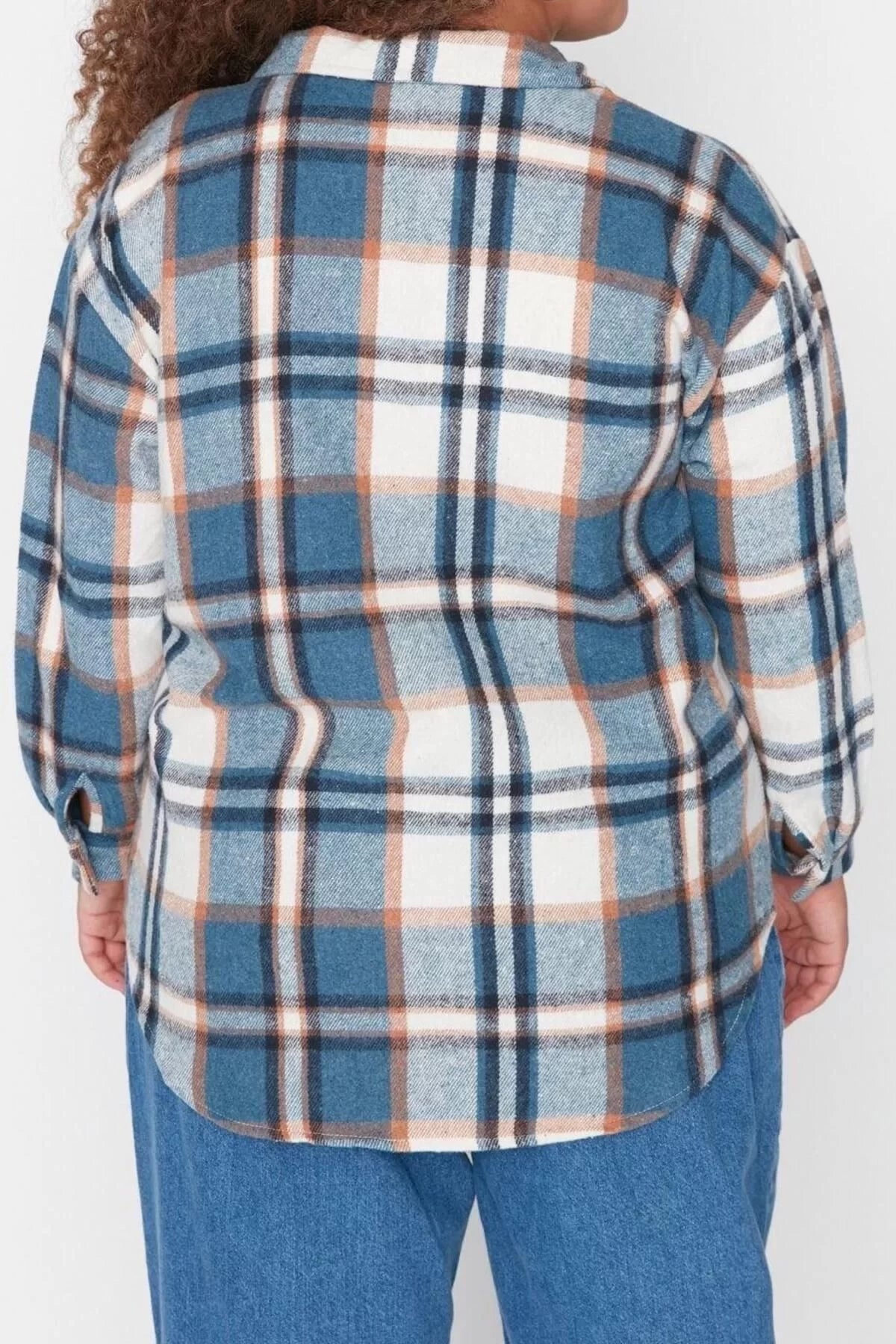 Fashion Women's Plus Size Shirt Collar Plaid Casual Plaid Woven Shirt