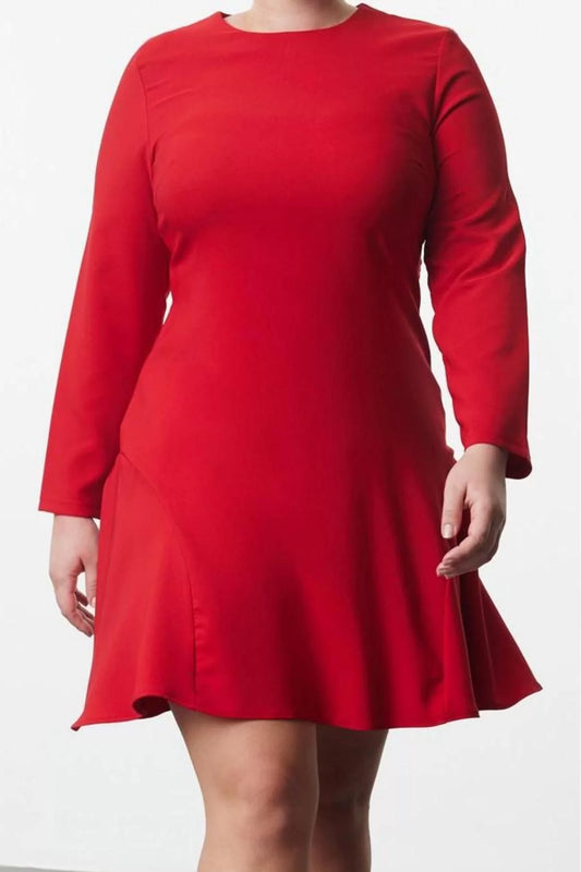 Fashion Style Fitted Crew Neck Mini Length Plus Size Basic Hidden Zipper Woven Plus Size Dress