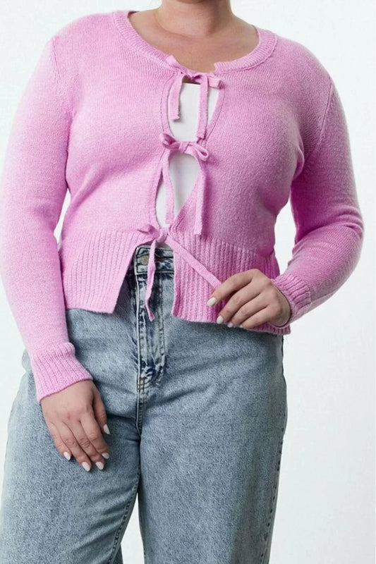 Plus Size Women Modern Style Comfortable Long Crew Neck Plain Sleeve Regular Knitwear Cardigan