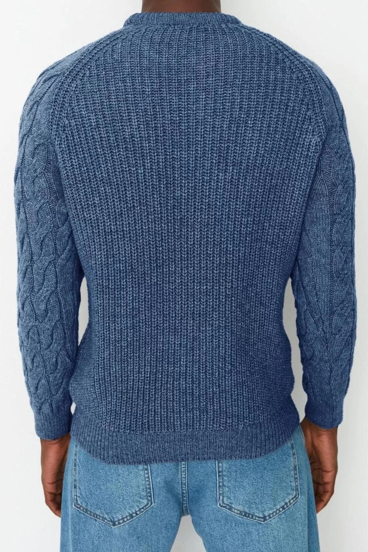 Men's Modern Style Casual Long Crew Neck Knitted Sleeve Regular Knitwear Sweater