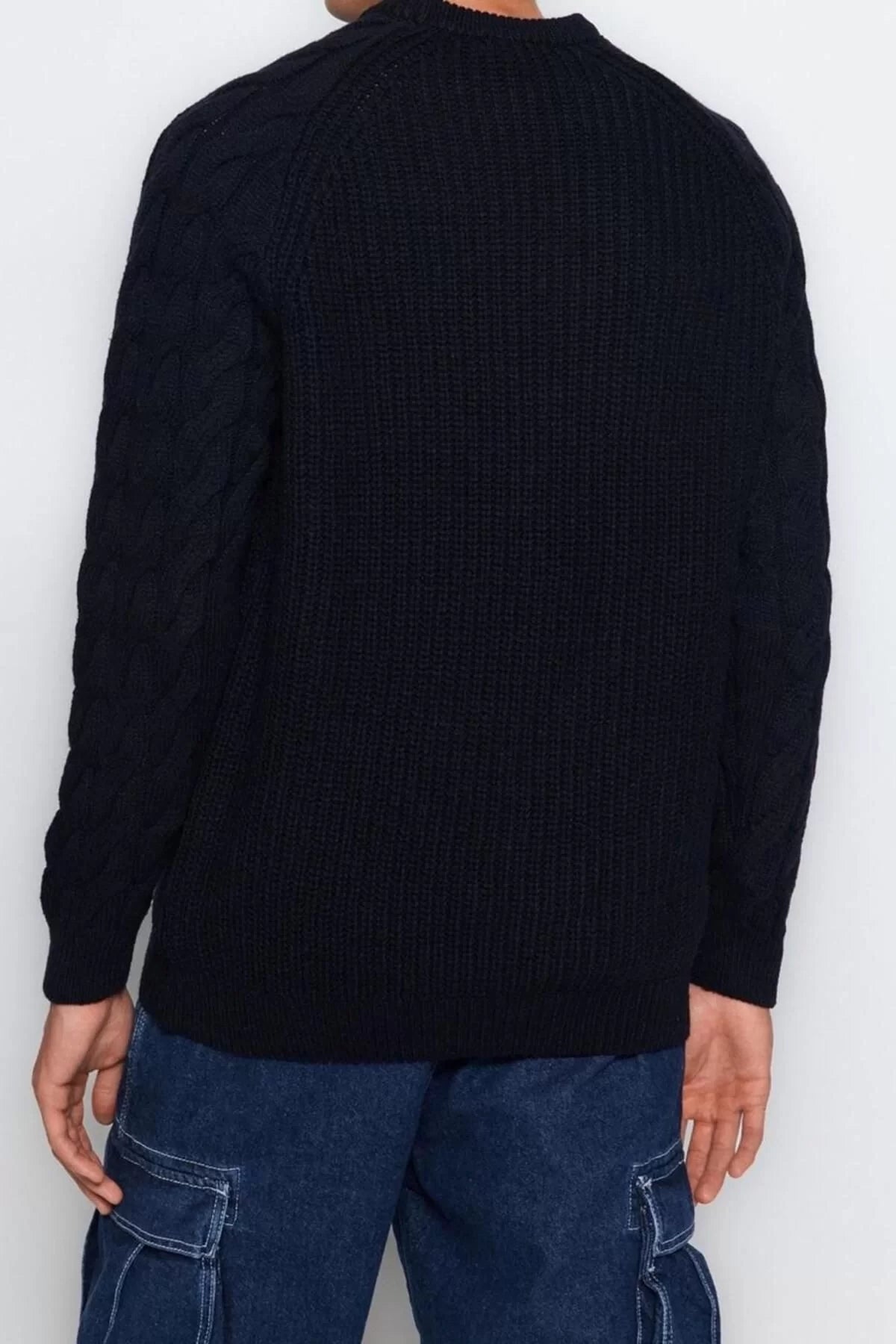 Men's Modern Style Casual Long Crew Neck Knitted Sleeve Regular Knitwear Sweater