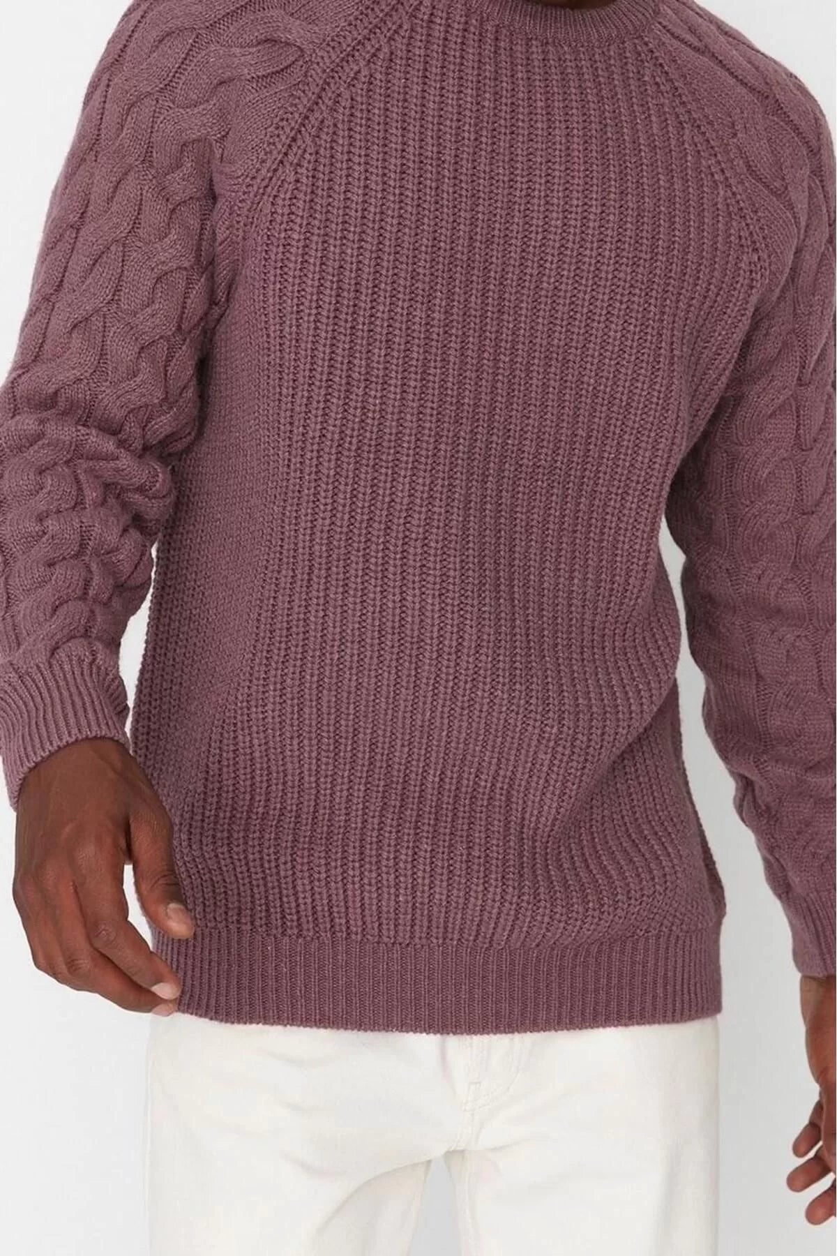 Men's Modern Style Casual Long Crew Neck Knitted Sleeve Regular Knitwear Sweater