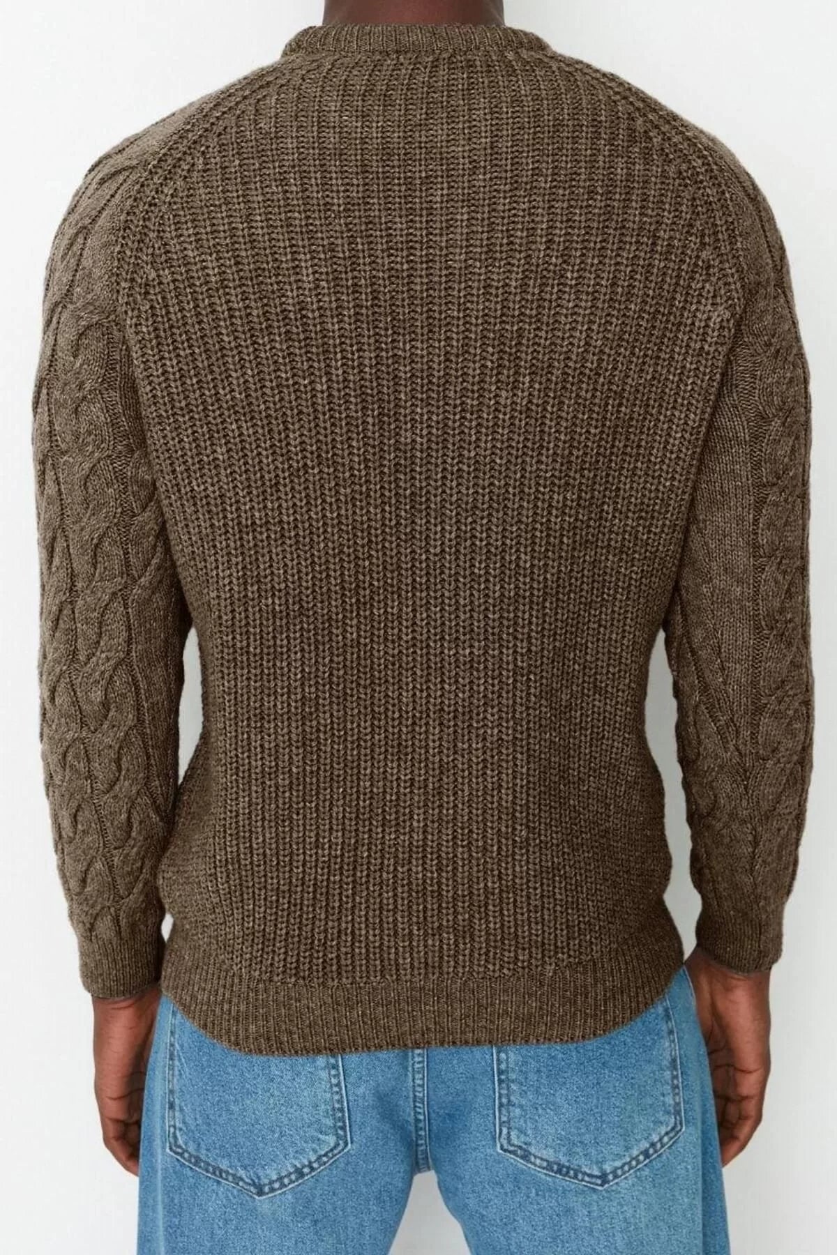 Men's Modern Style Casual Long Crew Neck Knitted Sleeve Regular Knitwear Sweater