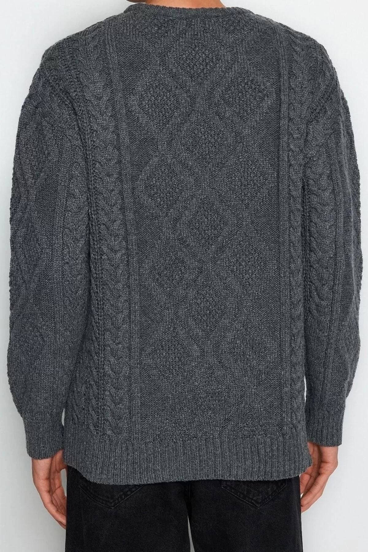 Men's Modern Style Casual Long Crew Neck Knitted Sleeve Regular Knitwear Sweater