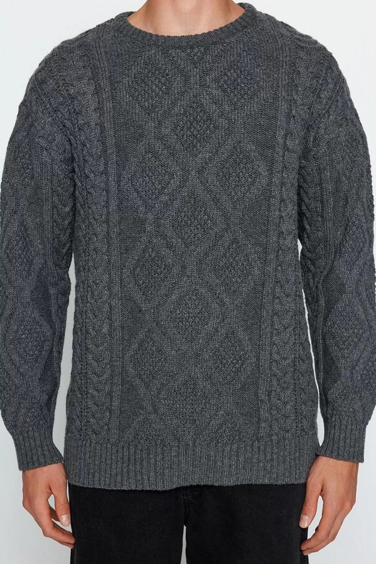 Men's Modern Style Casual Long Crew Neck Knitted Sleeve Regular Knitwear Sweater