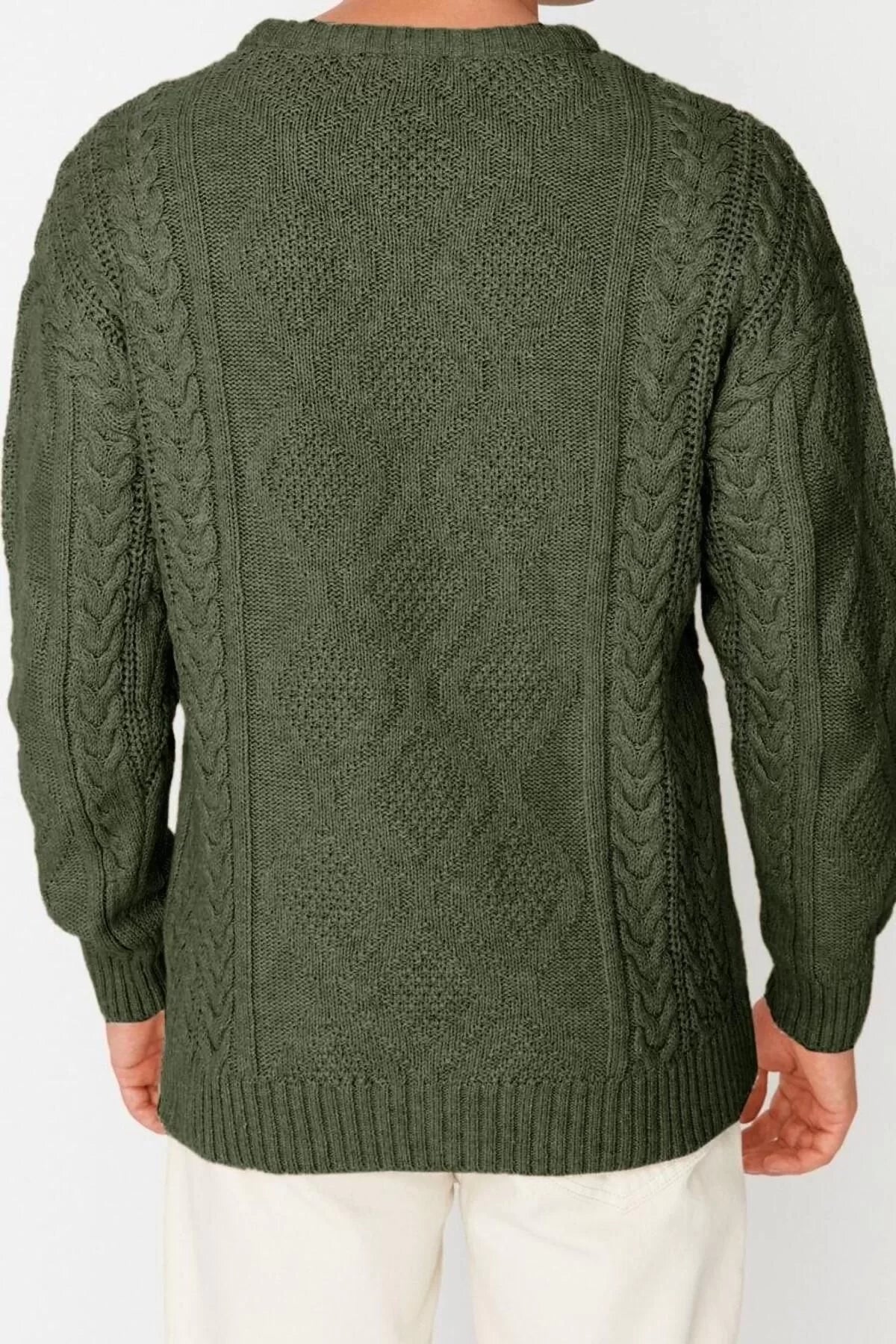 Men's Modern Style Casual Long Crew Neck Knitted Sleeve Regular Knitwear Sweater