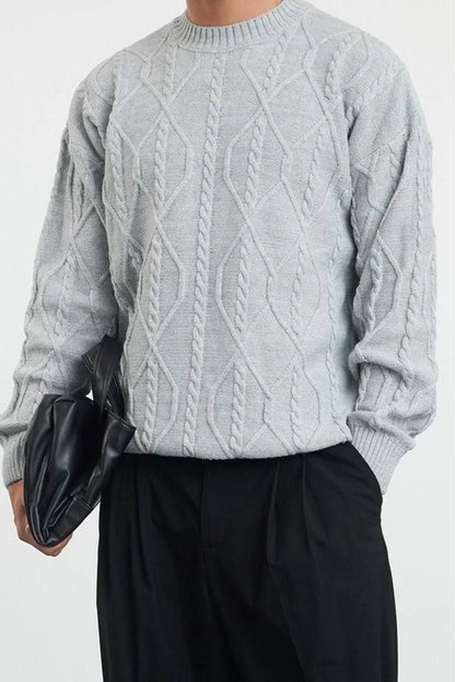 Men's Modern Style Casual Long Crew Neck Knitted Sleeve Regular Knitwear Sweater