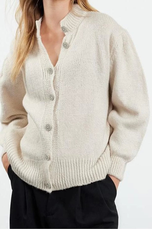 Women's Modern Style Casual Long Crew Neck Plain Sleeve Regular Knitwear Cardigan