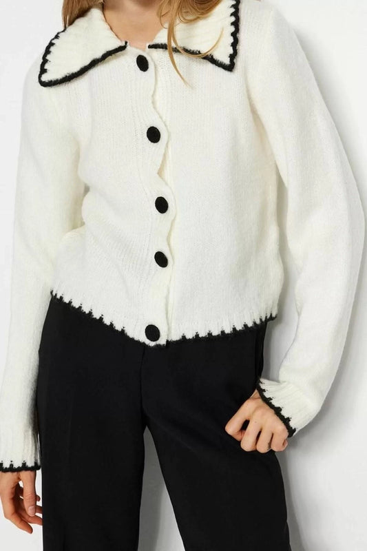 Women's Modern Style Casual Long Turn-down Collar Color Block Sleeve Regular Knitwear Cardigan