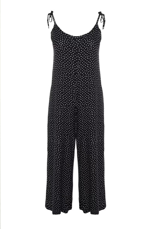 Plus Size Women Fashion Standard Sleeve Regular V Neck Polka Dot Pattern Long Floral Patterned Woven Jumpsuit