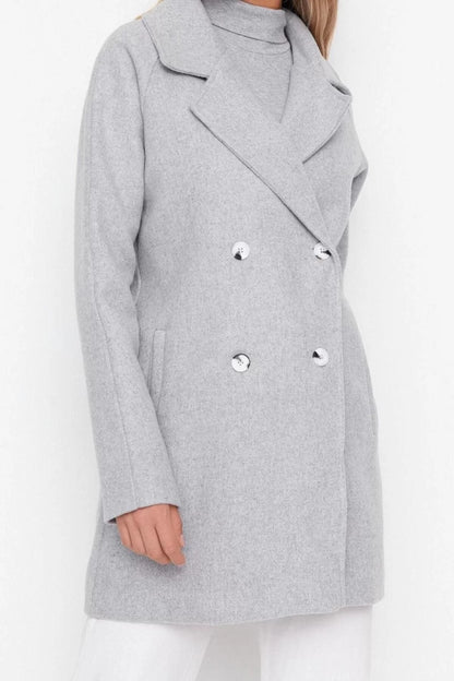 Design Plain Lined Collar Midi Regular Jacket Women's Wool Cashmere Coat