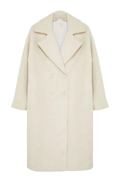 Design Plain Lined Collar Long Oversize Jacket Women Oversize Wide Cut Long Wool Cashmere Coat