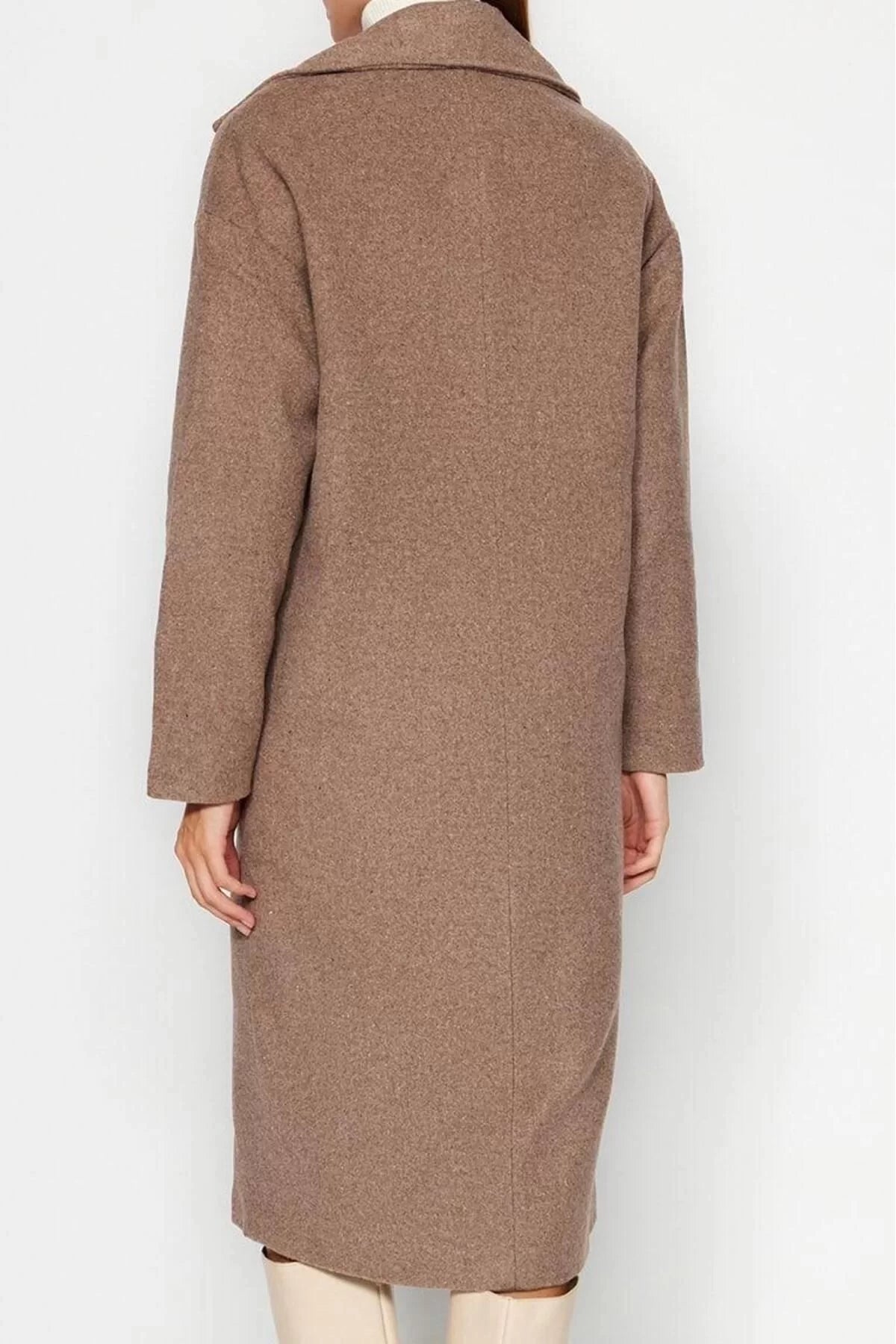 Design Plain Lined Collar Long Oversize Jacket Women Oversize Wide Cut Long Wool Cashmere Coat