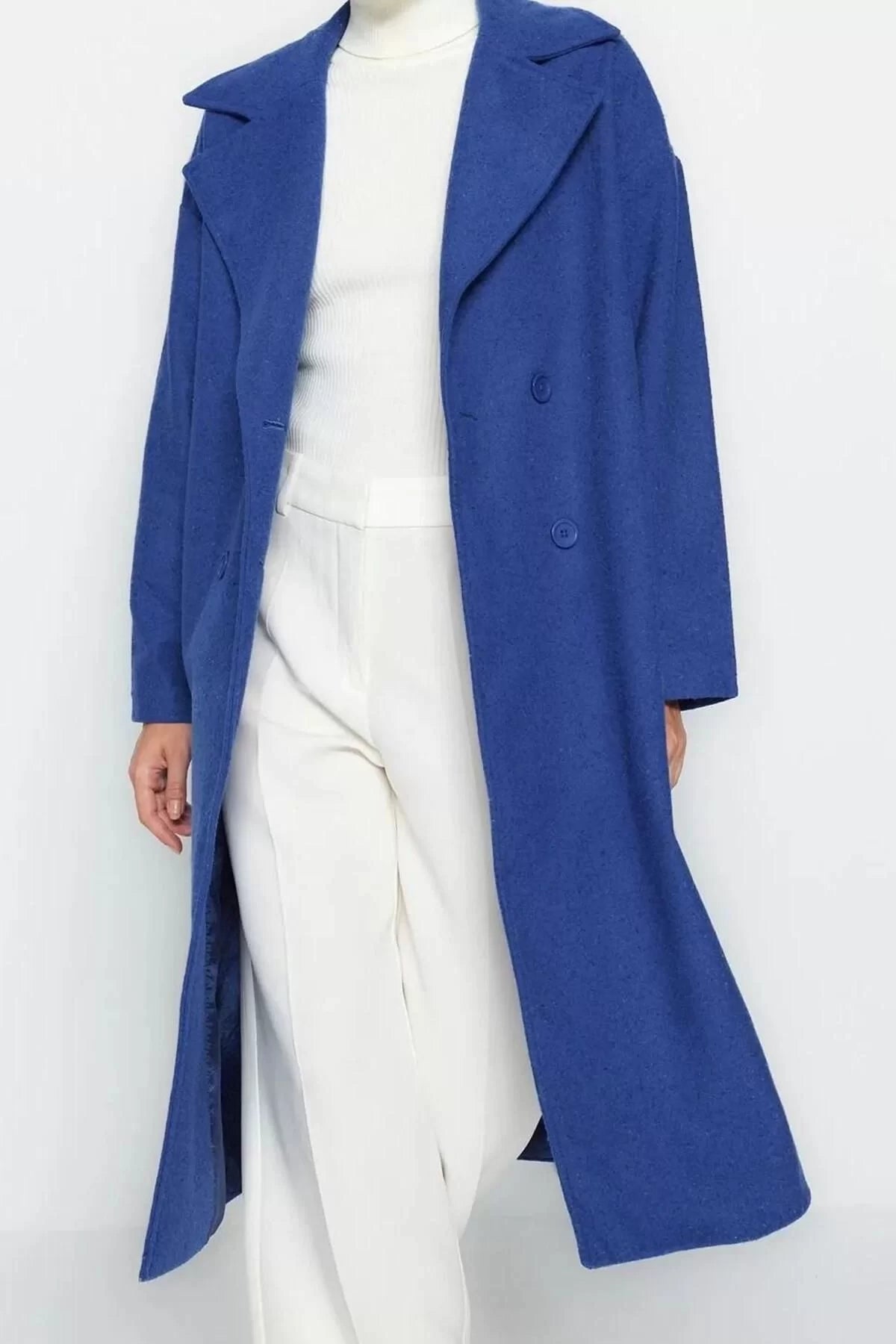 Design Plain Lined Collar Long Oversize Jacket Women Oversize Wide Cut Long Wool Cashmere Coat