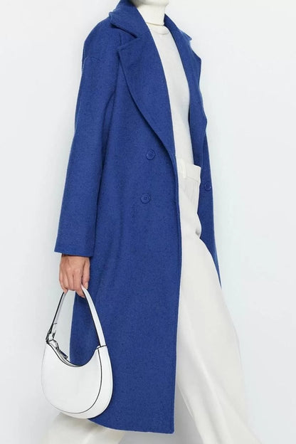 Design Plain Lined Collar Long Oversize Jacket Women Oversize Wide Cut Long Wool Cashmere Coat