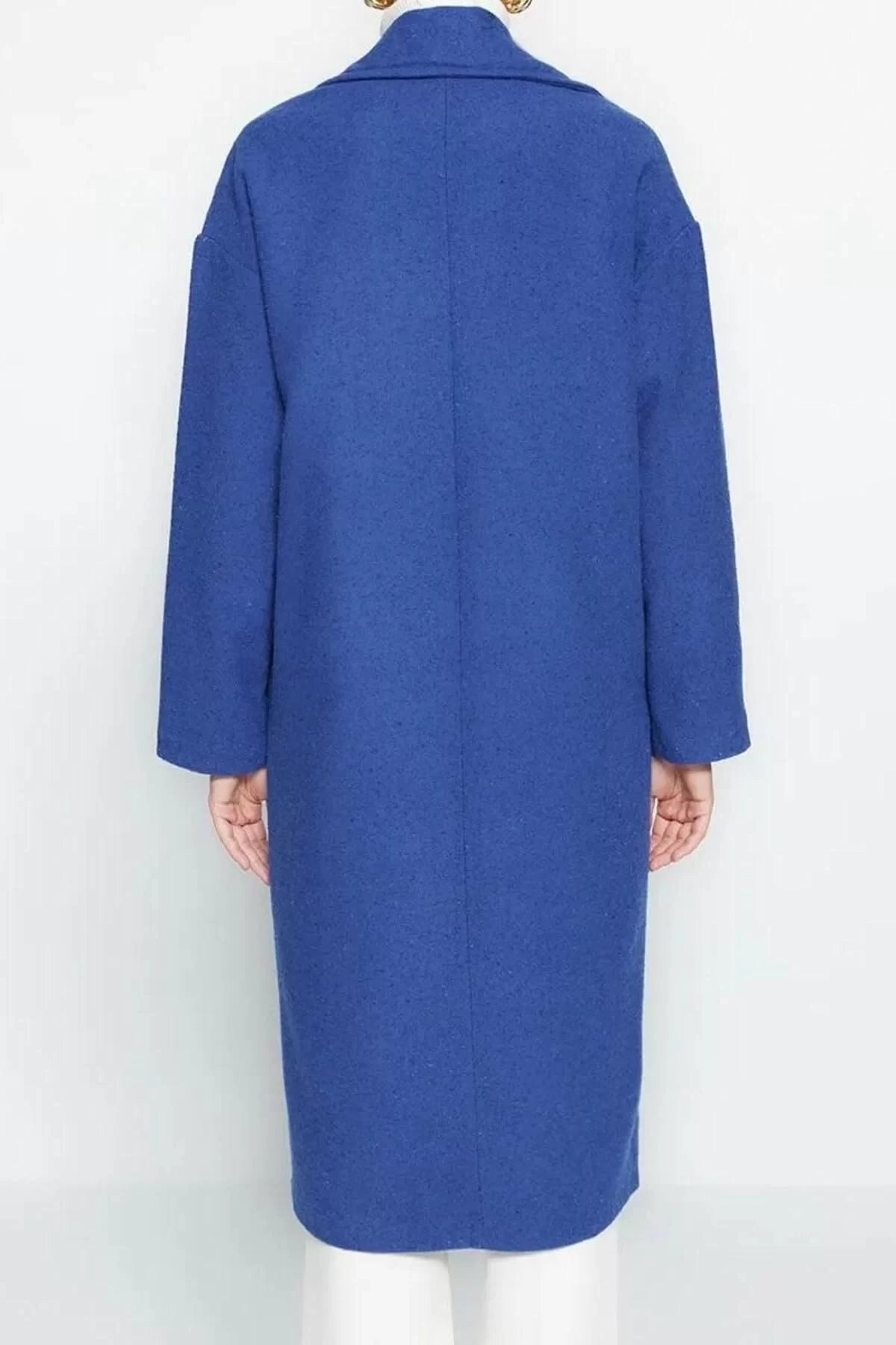 Design Plain Lined Collar Long Oversize Jacket Women Oversize Wide Cut Long Wool Cashmere Coat