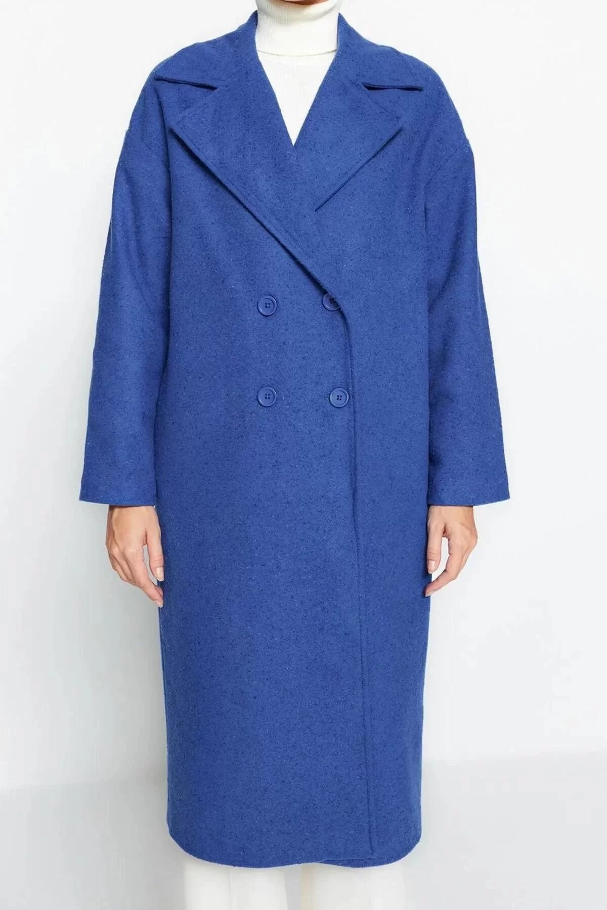 Design Plain Lined Collar Long Oversize Jacket Women Oversize Wide Cut Long Wool Cashmere Coat