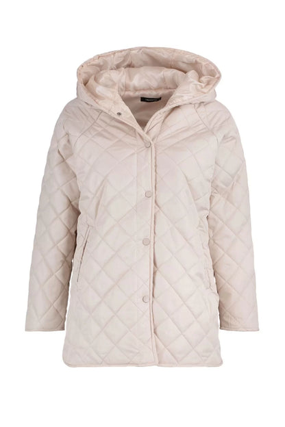 Design Plain Lined Collar Midi Regular Hooded Women's Hooded Water Repellent Quilted Coat