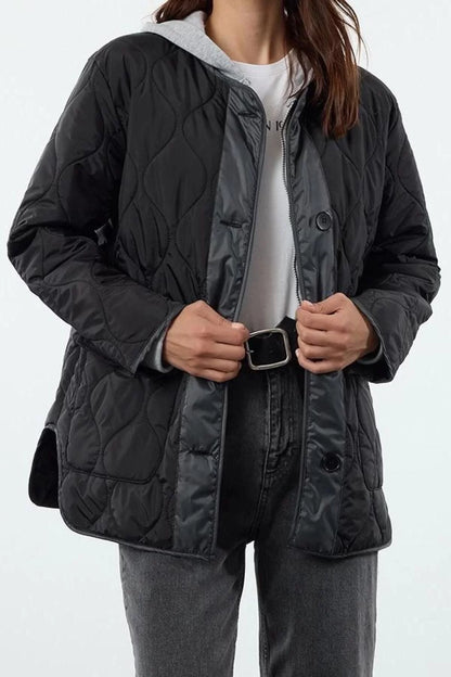 Design Colorful Lined Collar Midi Regular Bike Women's Oversize Water Repellent Quilted Coat