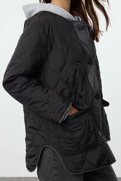 Design Colorful Lined Collar Midi Regular Bike Women's Oversize Water Repellent Quilted Coat