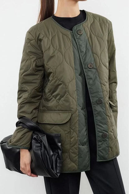 Design Colorful Lined Collar Midi Regular Bike Women's Oversize Water Repellent Quilted Coat