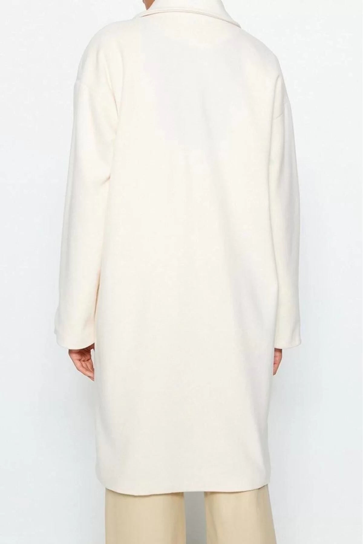 Design Plain Lined Collar Long Loose Jacket Women Oversize Wide Cut Long Cashmere Coat