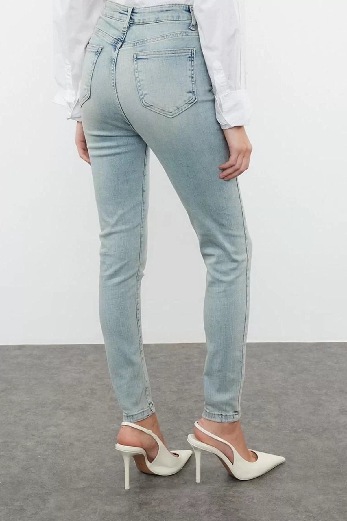 Style Women Fashion Denim Jeans Pants Regular Skinny Leg Gray High Waist Lycra Skinny Jeans