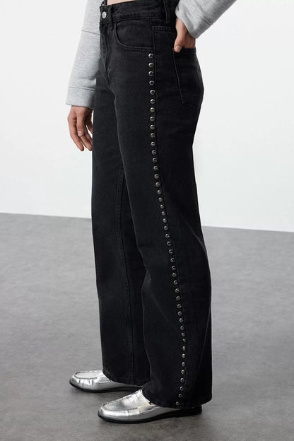 Style Women Fashion Denim Jeans Long Wide Leg Trousers High Waist Jeans