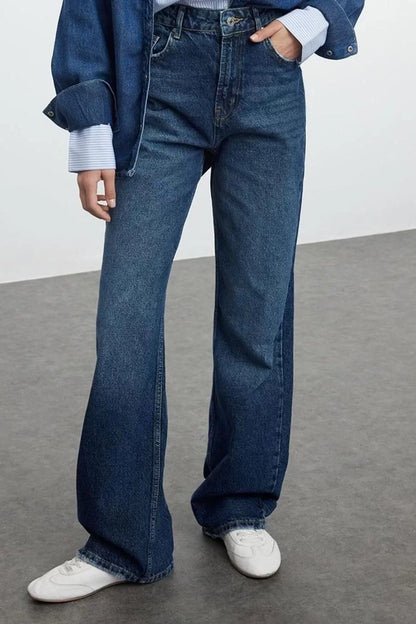 Style Women Fashion Denim Jeans Pants Long Wide Leg High Waist Jeans