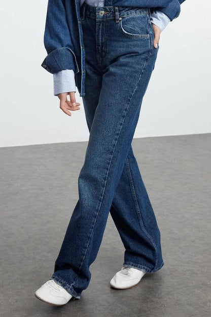 Style Women Fashion Denim Jeans Pants Long Wide Leg High Waist Jeans