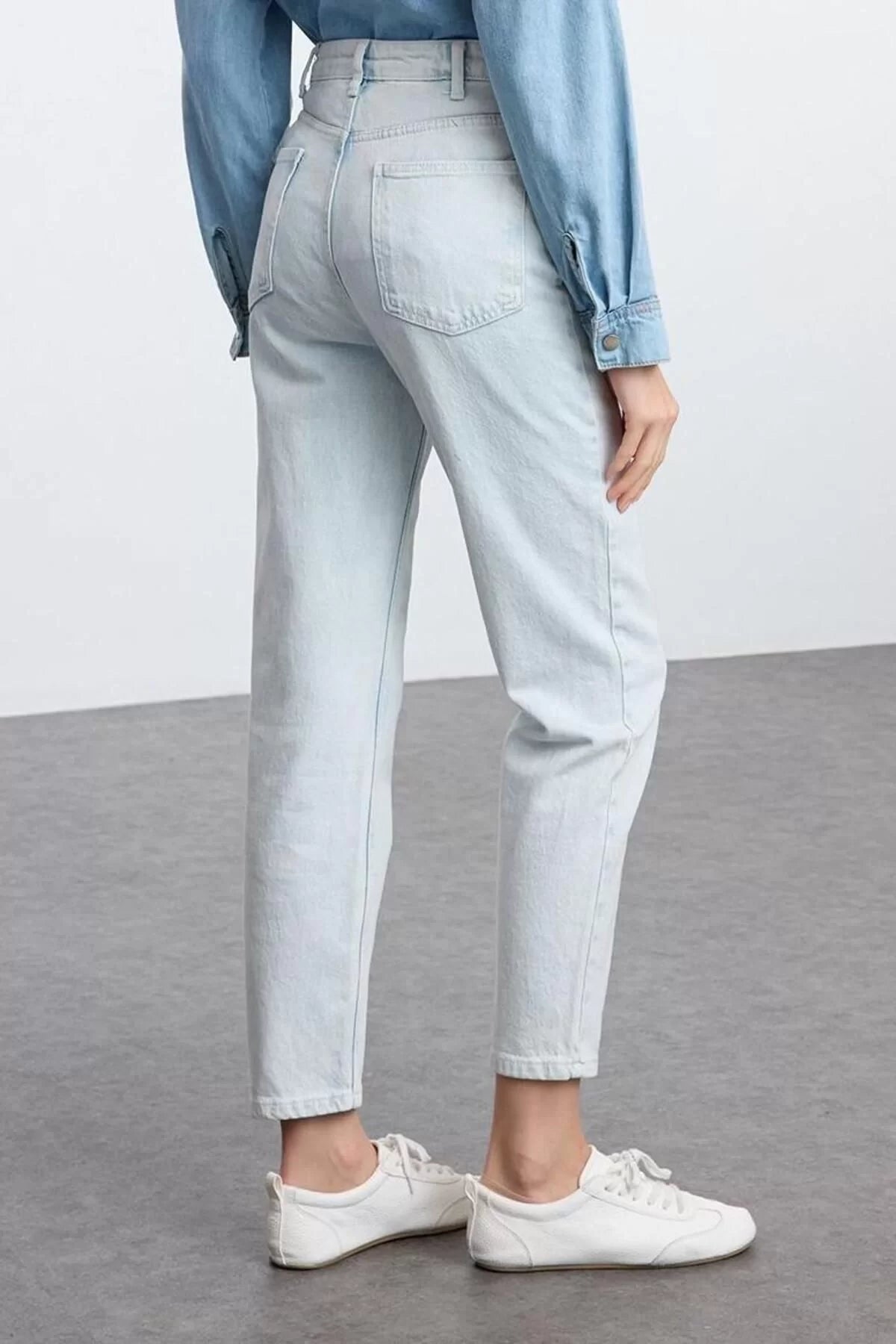 Style Women Fashion Denim Jeans Pants Long Straight Leg High Waist Slim Mom Jeans