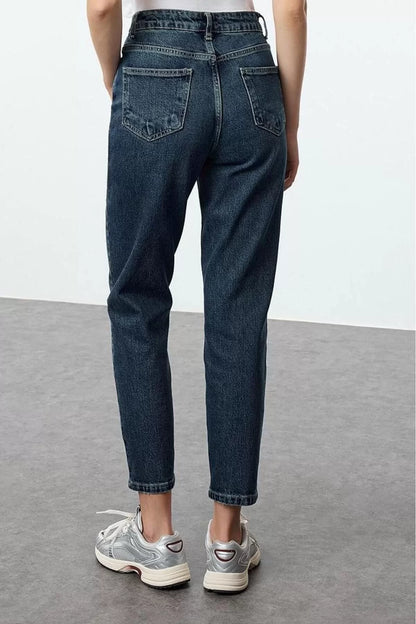 Style Women Fashion Denim Jeans Pants Long Straight Leg High Waist Slim Mom Jeans