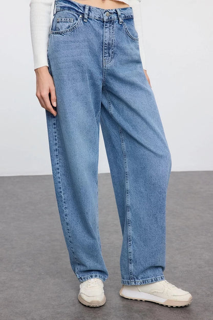 Style Women Fashion Denim Jeans Long Wide Leg Blue High Waist Skater Jeans