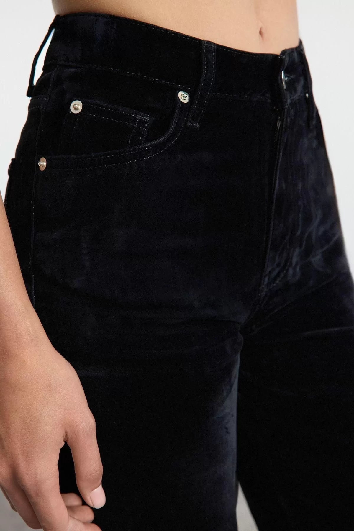 Style Women Fashion Denim Jeans Pants Regular Straight Leg Suede Look High Waist Straight Jeans