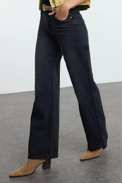 Style Women Fashion Denim Jeans Pants Long Wide Leg High Waist Jeans