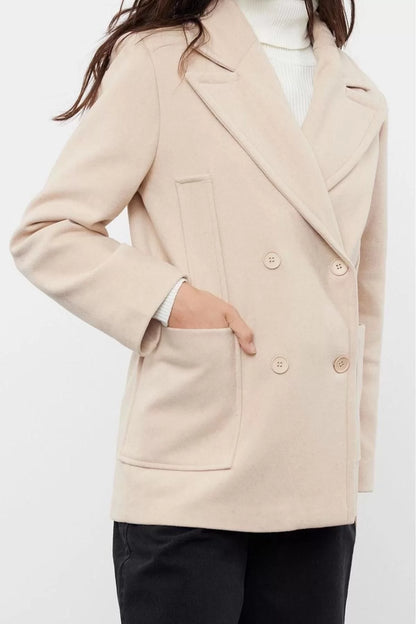 Design Plain Lined Collar Midi Regular Shirt Women Pocket Detailed Soft Textured Regular Short Coat