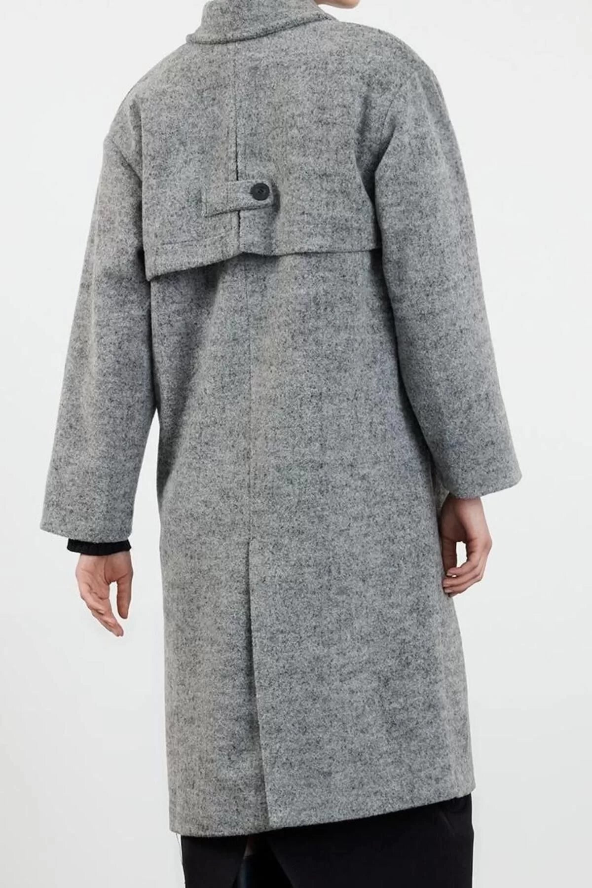 Design Plain Lined Collar Midi Regular Jacket Women Collar Detailed Regular Woolen Midi Coat