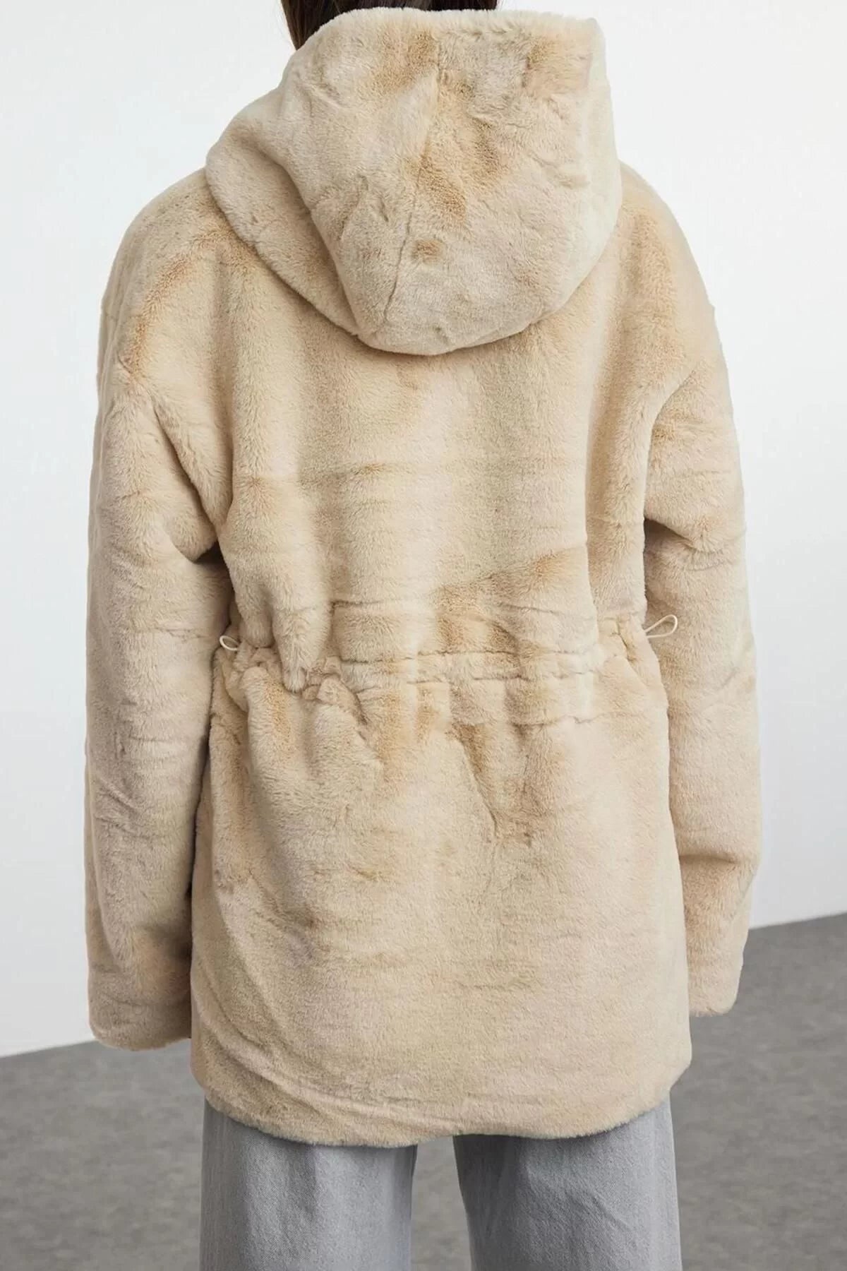 Design Plain Double-sided Collar Midi Oversize Hooded Women's Hooded Suede Plush Coat