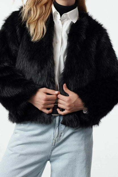 Design Plain Lined Collar Standard Loose Bike Women's Oversize Fur Coat