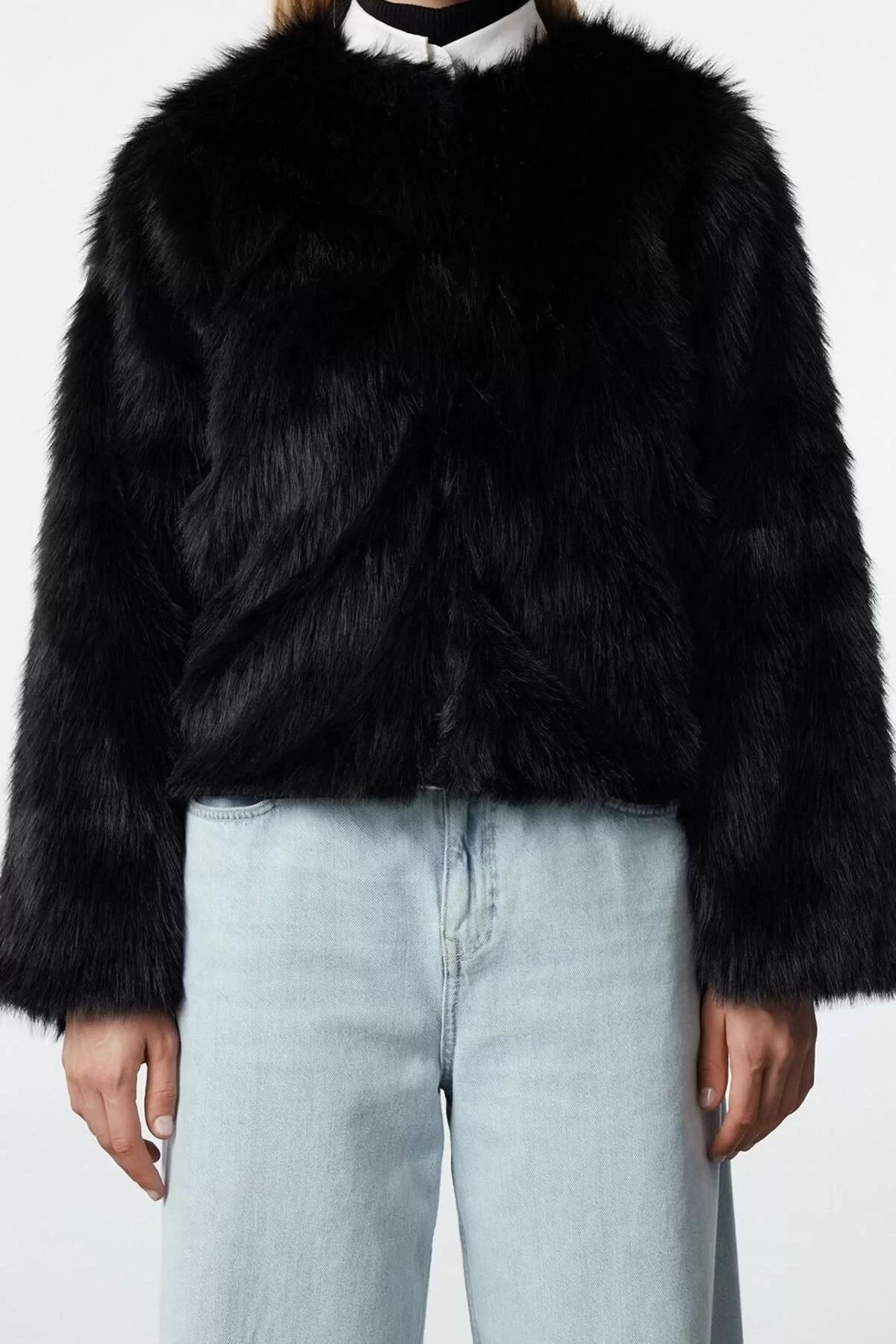 Design Plain Lined Collar Standard Loose Bike Women's Oversize Fur Coat